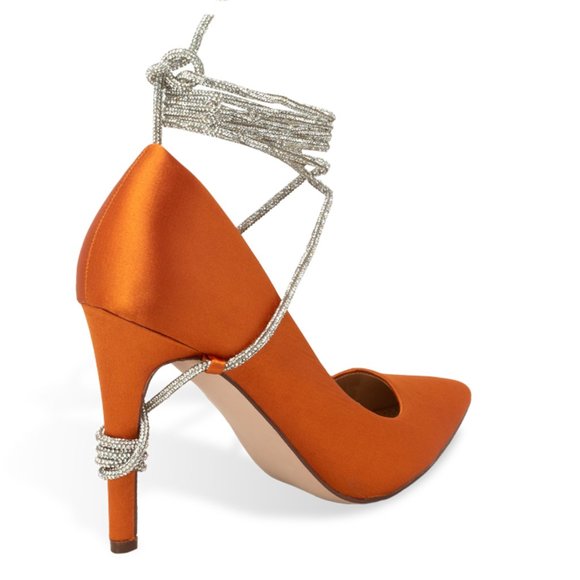 Women’s Rhinestone Lace Up Pointed Closed Toe Stiletto Heels - Picture 3 of 4